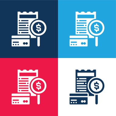 Billing blue and red four color minimal icon set clipart