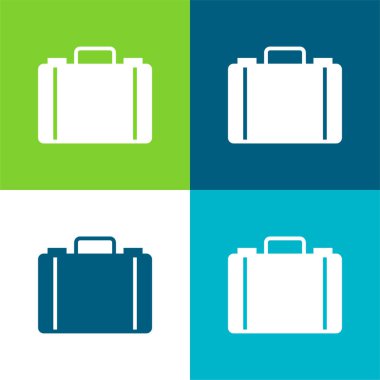 Evrak çantası Düz 4 renk minimal simgesi seti