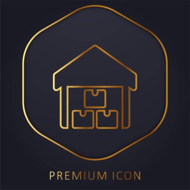 Altın çizgi premium logosunu veya simgesini kutular