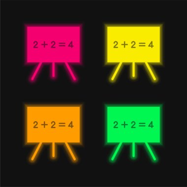 Blackboard four color glowing neon vector icon clipart