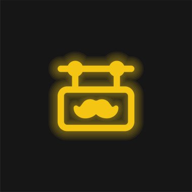 Barber yellow glowing neon icon clipart