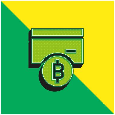 Bitcoin Yeşil ve Sarı modern 3d vektör simgesi logosu
