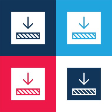 Hizalama mavi ve kırmızı dört renk minimal simge seti