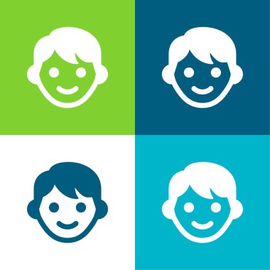 Oğlan Düz 4 renk en küçük simge seti