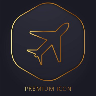 Uçak altın çizgisi prim logosu veya simgesi