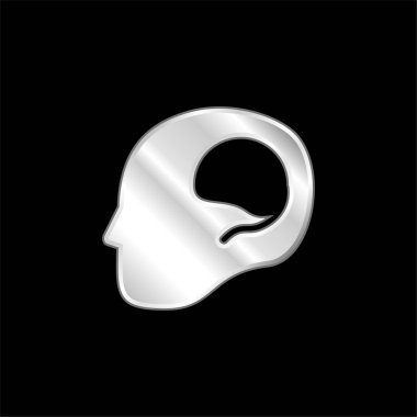 Beyni Kel Erkek. Gümüş kaplama metalik ikon.