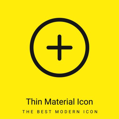 Add Circular Outlined Button minimal bright yellow material icon clipart