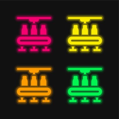 Bottles four color glowing neon vector icon clipart