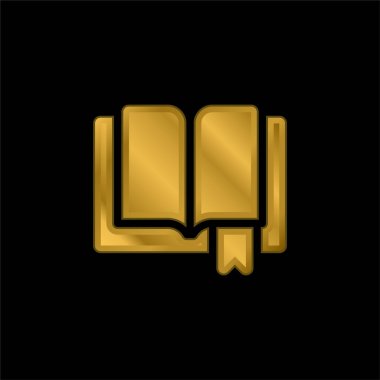 Kitap altın kaplamalı metalik simge veya logo vektörü