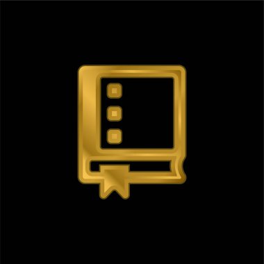 Kitap altın kaplamalı metalik simge veya logo vektörü
