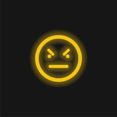 Kötü Duygu Meydanı Yüzü Sarı Parlak Neon simgesi