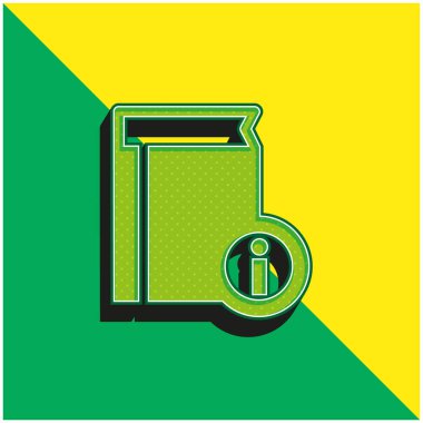 Kitap Bilgisi Yeşil ve Sarı 3D vektör simgesi logosu