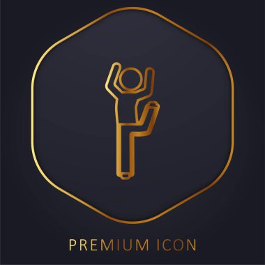 Bükülmüş Bacağı ve Kolları Altın Çizgili Logo veya Simgesi Olan Çocuk