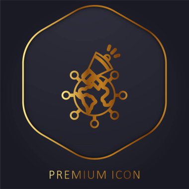 Altın çizgi prim logosu veya simgesi reklamı