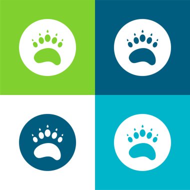 Bear Paw Circule Flat four color minimal icon set clipart