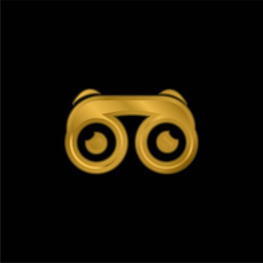 Binoculars With Eyes gold plated metalic icon or logo vector clipart