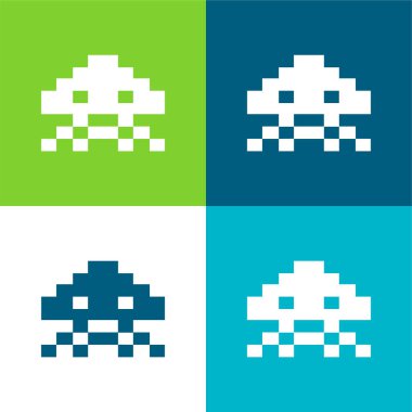 Oyunun Uzaylısı Düz 4 renk en az simge seti