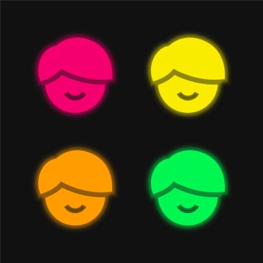 Dört renkli parlak neon vektör simgesi