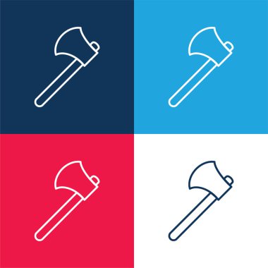 Ax Outline blue and red four color minimal icon set clipart