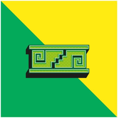 Meksika 'nın Sanatsal Mozaiği Yeşil ve Sarı 3D vektör simgesi logosu
