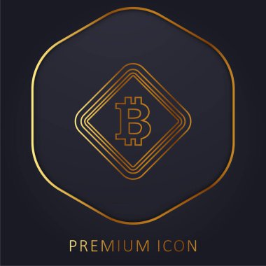 Bitcoin Warning Symbol golden line premium logo or icon clipart