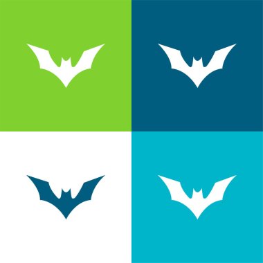 Bat With Raised Wings Flat four color minimal icon set clipart