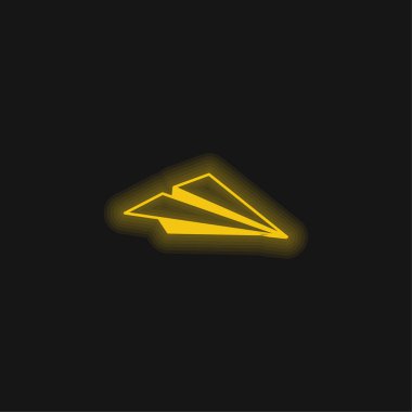 Kağıt levha sarı parlak neon ikon uçak