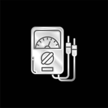Ammeter silver plated metallic icon clipart