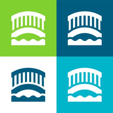 Köprü Düz 4 renk minimal simgesi seti