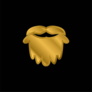 Beard gold plated metalic icon or logo vector clipart