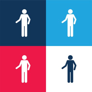 Basit Siluet mavi ve kırmızı En az dört renk simgesi