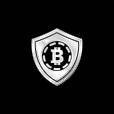 Bitcoin Güvenlik Kalkanı Gümüş kaplama metalik simge