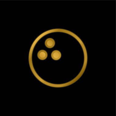 Bowling topu altın kaplama metalik simge veya logo vektörü