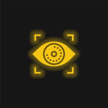 Biometric Recognition yellow glowing neon icon clipart