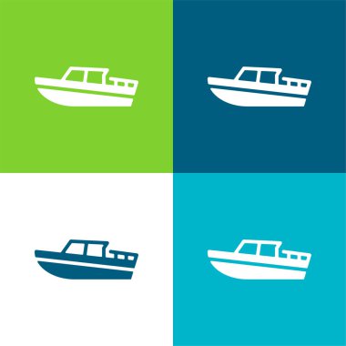 Tekne Düz 4 renk en küçük simge kümesi