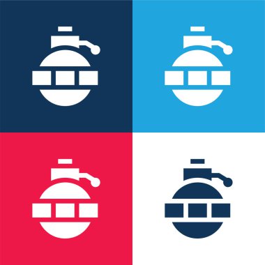 Bomba mavi ve kırmızı dört renk en küçük simge kümesi