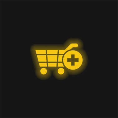 Alışveriş Arabası E Ticaret Sembolü Sarı Parlayan Neon simgesine Ekle