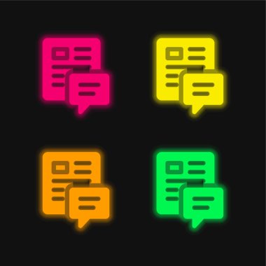 Parlayan dört renk neon vektör simgesini blogla