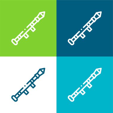 Bazuka Düz 4 renk en küçük simge kümesi