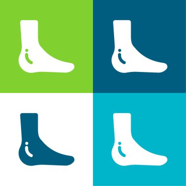 Ankle Flat four color minimal icon set clipart