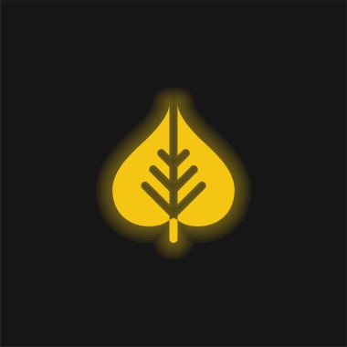 Bodhi Leaf yellow glowing neon icon clipart