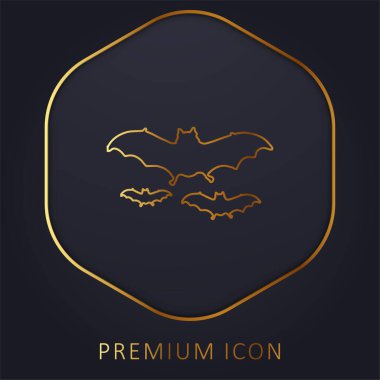 Bats Flying golden line premium logo or icon clipart