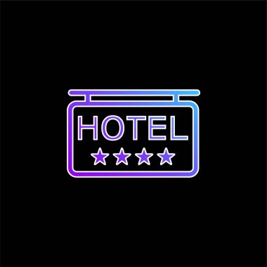 4 Stars Hotel Sinyal mavi gradyan vektör simgesi