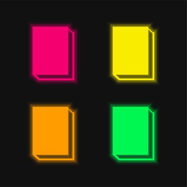Kitap dört renk parlayan neon vektör simgesi