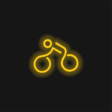 Bicycle Mounted By A Stick Man yellow glowing neon icon clipart