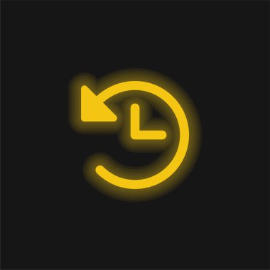 Back Arrow yellow glowing neon icon clipart