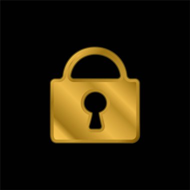 Kilitli altın kaplama metalik simge veya logo vektörü