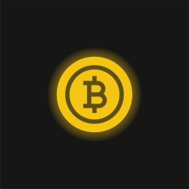 Bitcoin sarı parlayan neon simgesi