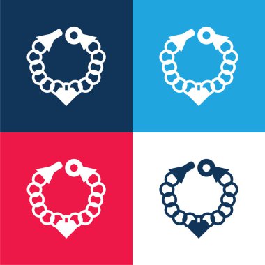 Bileklik mavi ve kırmızı dört renk minimal simge kümesi