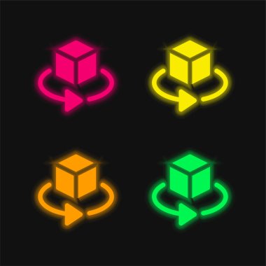 3d dört renk parlayan neon vektör simgesi